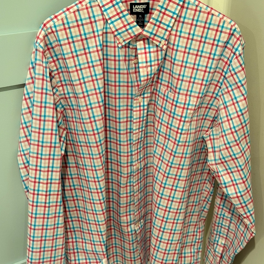 Lands' End Men's Multicolor Plaid Shirt